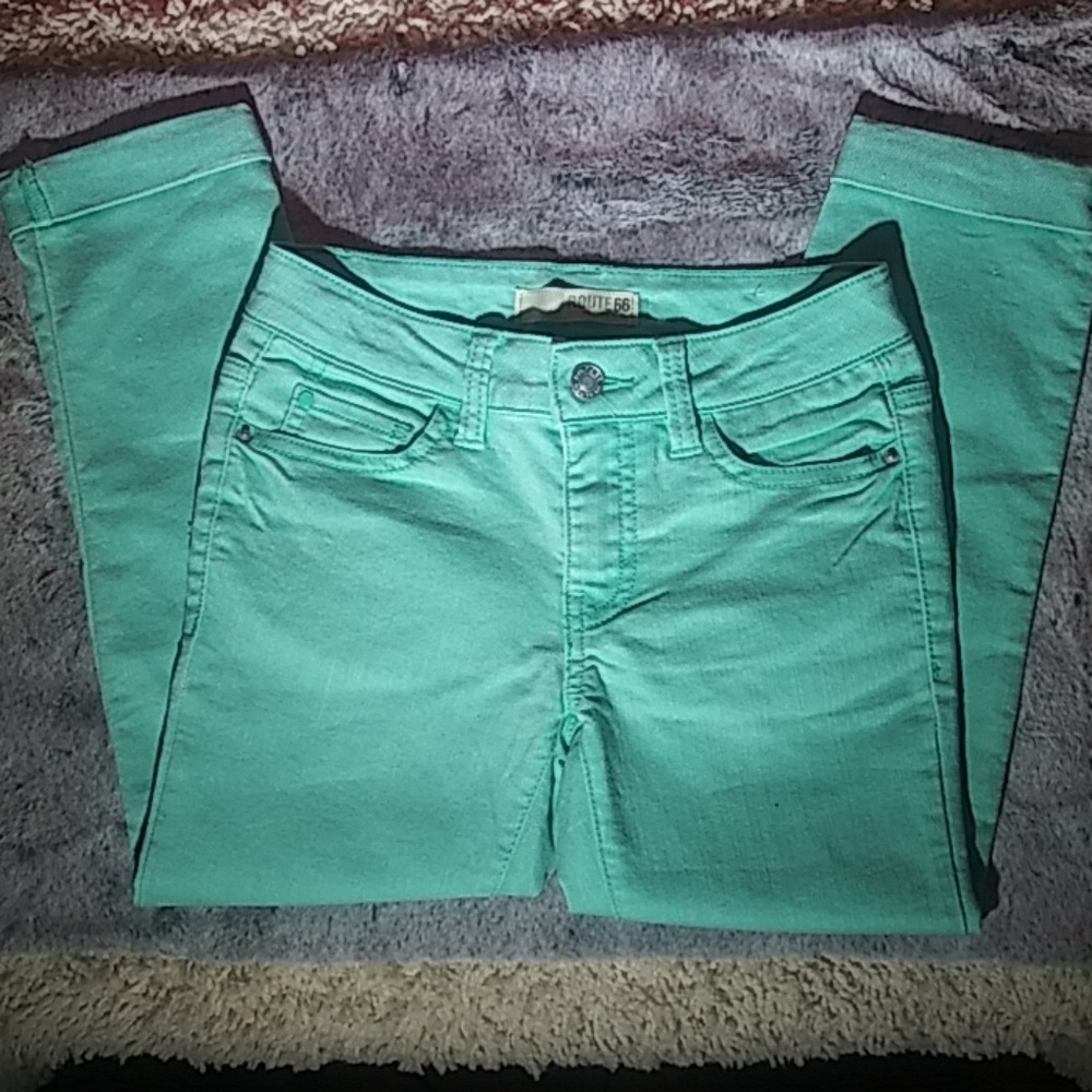 Route 66 Big Girl Mint Jeans Size 8